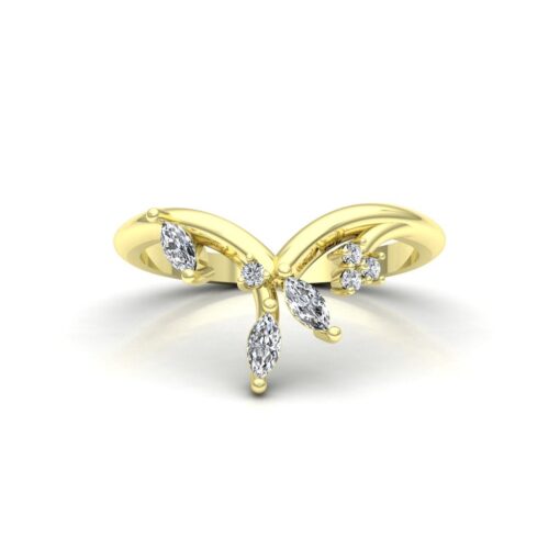 Diamond Vine Crown Band with Marquise Cut Leaves in Yellow Gold LS6853