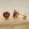 Genuine Heart Cut Garnet January Birthstone Earrings Rose Gold LS6688