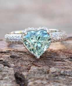Heart Cut Blue Aquamarine Engagement Ring White Gold Platinum LS5289