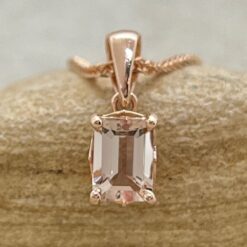 Peachy Pink Morganite Bridal Pendant Filigree Setting Rose Gold LS5462