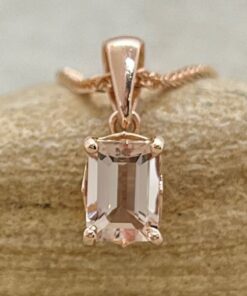 Peachy Pink Morganite Bridal Pendant Filigree Setting Rose Gold LS5462