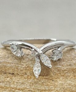 Vine Flower Marquise Diamond Wedding Band White Gold Platinum LS6853