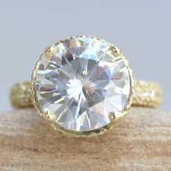 6 Carat Genuine Moissanite Diamond Engagement Ring Yellow Gold LS6798