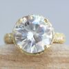 6 Carat Lab Grown Diamond Round Cut Engagement Ring Yellow Gold LS6798