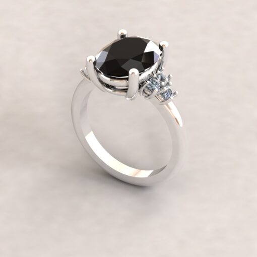 Custom Black and White Diamond Ring - Image 6