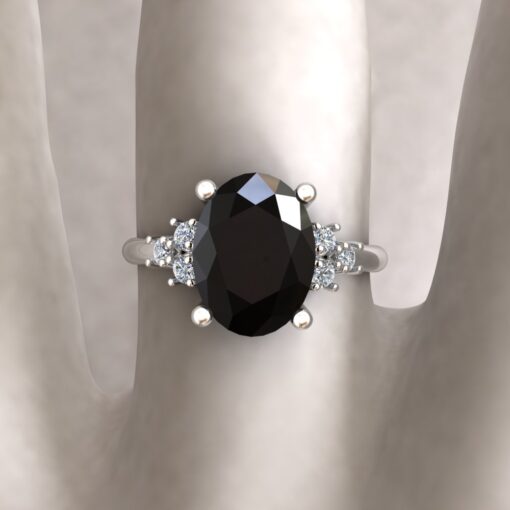 Custom Black and White Diamond Ring - Image 5