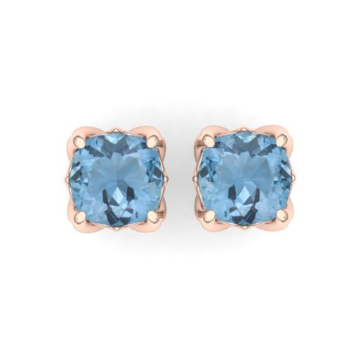 Custom Cushion Cut Aquamarine Earrings - Image 2