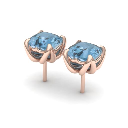 Custom Cushion Cut Aquamarine Earrings - Image 3