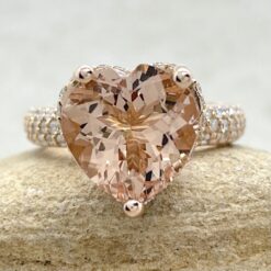 Heart Cut Morganite Lab Diamond Front 14k Rose Gold LS5290