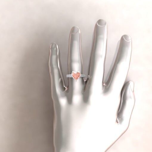 Heart Cut Morganite Organic Diamond Hand 18k White Gold LS5290
