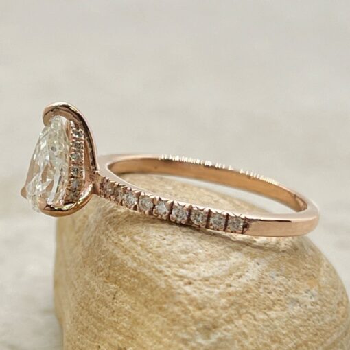 1.5 Carat Pear Diamond Engagement Ring Half Eternity Rose Gold LS6939