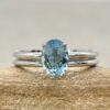 Aquamarine Engagement Ring Set Plain Band White Gold Platinum LS6890