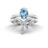 Aquamarine Vine Bridal Set Diamond Leaves White Gold Platinum LS6892