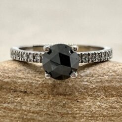 Black Diamond Engagement Ring Half Eternity White Gold Platinum LS6919