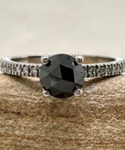 Black Diamond Engagement Ring Half Eternity White Gold Platinum LS6919