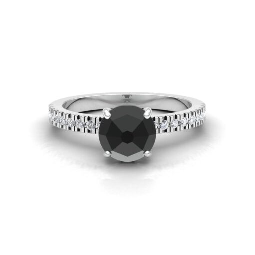 Black Diamond Engagement Ring Half Eternity White Gold Platinum LS6919