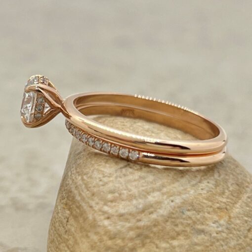 Certified Lab Diamond Bridal Ring Set Half Eternity Rose Gold LS6968