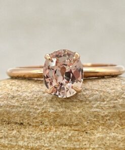 Certified Peach Sapphire Engagement Ring Hidden Halo Rose Gold LS6876