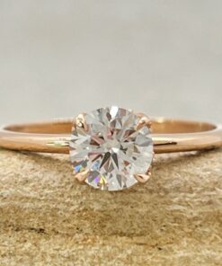 Certified Round Cut Lab Grown Diamond Engagement Ring Rose Gold LS6986
