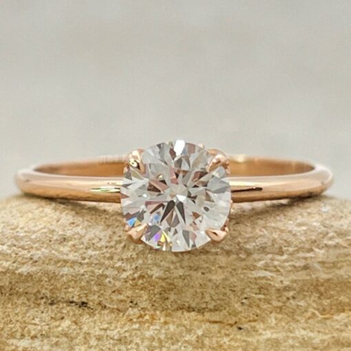 Certified Round Cut Lab Grown Diamond Engagement Ring Rose Gold LS6986