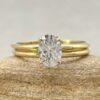 Charles and Colvard Moissanite Engagement Ring Set Yellow Gold LS6886