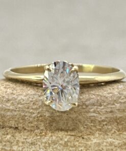 DEF Certified Oval Cut Moissanite Engagement Ring Yellow Gold LS6873