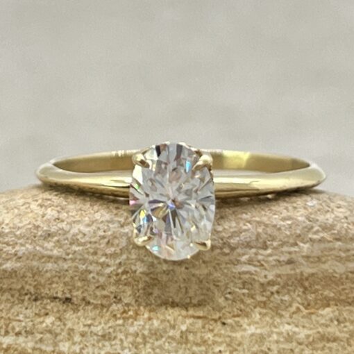 DEF Certified Oval Cut Moissanite Engagement Ring Yellow Gold LS6873