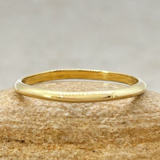 Dainty Rounded Wedding Band Matching Stacking Ring Yellow Gold LS6851