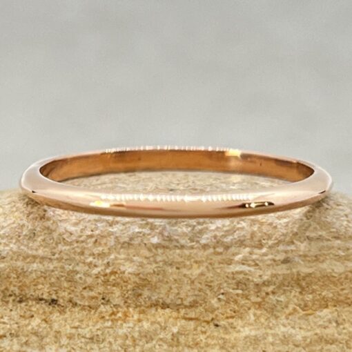 Dainty Thin Wedding Band Stacking Ring Rounded Shank Rose Gold LS6851