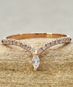 Dainty White Diamond Crown Wedding Ring Half Eternity Rose Gold LS6854