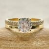 Diamond Moissanite Engagement Ring Plain Band Set Yellow Gold LS6932