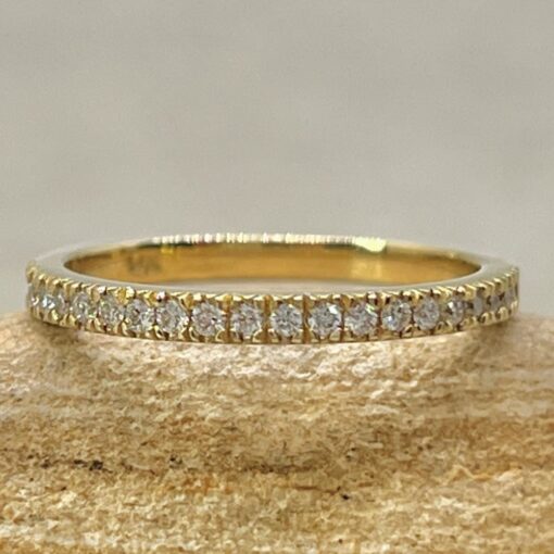 Diamond Wedding Ring Four Prong Secure Setting Band Yellow Gold LS6869