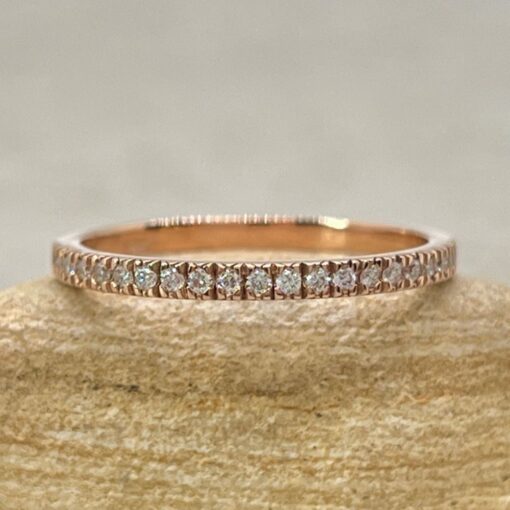 Diamond Wedding Ring Four Prong U Cut Secure Setting Rose Gold LS6869