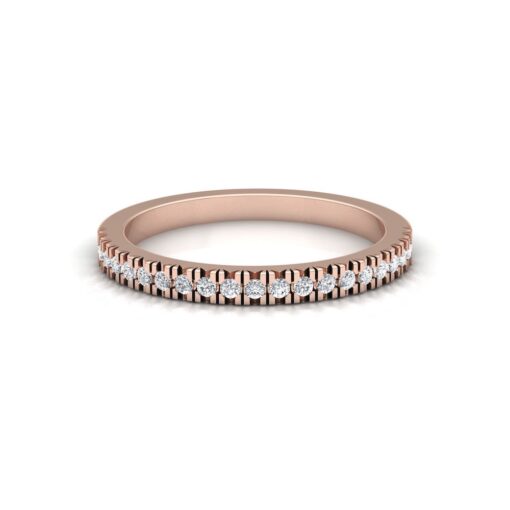 Diamond Wedding Ring Four Prong U Cut Secure Setting Rose Gold LS6869