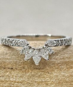 Flower Marquise Wedding Ring Half Eternity White Gold Platinum LS6871