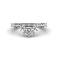 Flower Marquise Wedding Ring Half Eternity White Gold Platinum LS6871