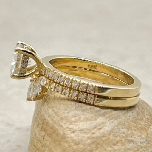 Forever One DEF Moissanite Bridal Ring Set White Gold Platinum LS6930