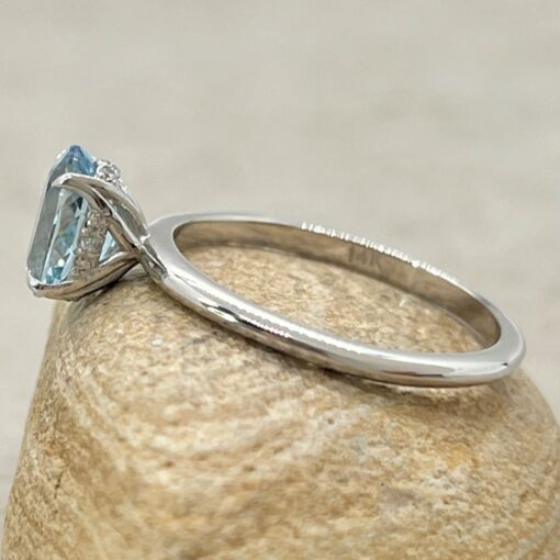 Genuine Aquamarine Diamond Engagement Ring White Gold Platinum LS6874