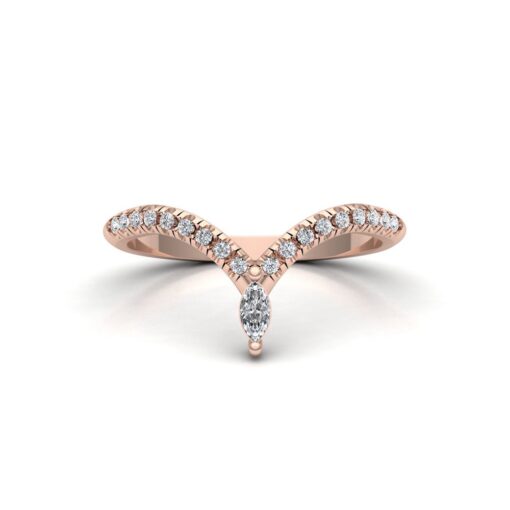 Genuine Diamond Crown Band Round and Marquise Cut in Rose Gold LS6854