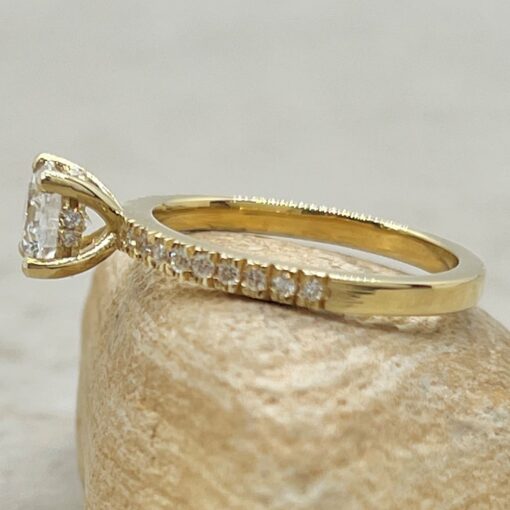 Genuine Lab Grown Round Cut Diamond Engagement Ring Yellow Gold LS6867