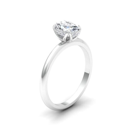 Genuine Oval Lab Diamond Ring Hidden Halo White Gold Platinum LS6850