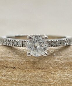 Half Carat Round Moissanite Engagement Ring White Gold Platinum LS6908