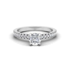 Half Carat Round Moissanite Engagement Ring White Gold Platinum LS6908