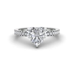 Half Eternity Heart Diamond Engagement Ring White Gold Platinum LS6941