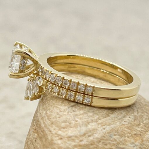 Half Eternity Lab Grown Diamond Engagement Ring Set Yellow Gold LS6933