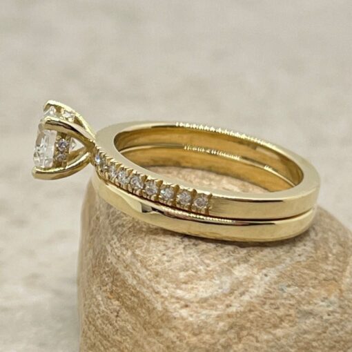 Half Eternity Lab Grown Diamond Engagement Ring Set Yellow Gold LS6935