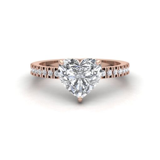 Heart Cut Diamond Engagement Ring Half Eternity Shank Rose Gold LS6941