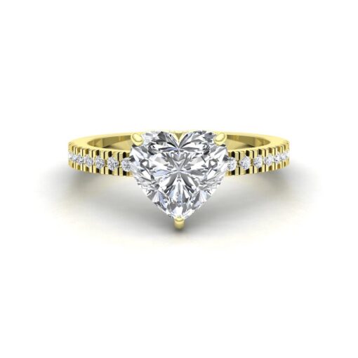Heart Diamond Engagement Ring Half Eternity Shank Yellow Gold LS6941