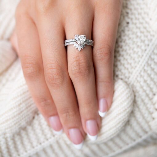 Heart Diamond Engagement Ring Marquise Band White Gold Platinum LS6971