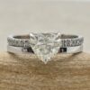 Heart Natural Diamond Ring Set Plain Band White Gold Platinum LS6973